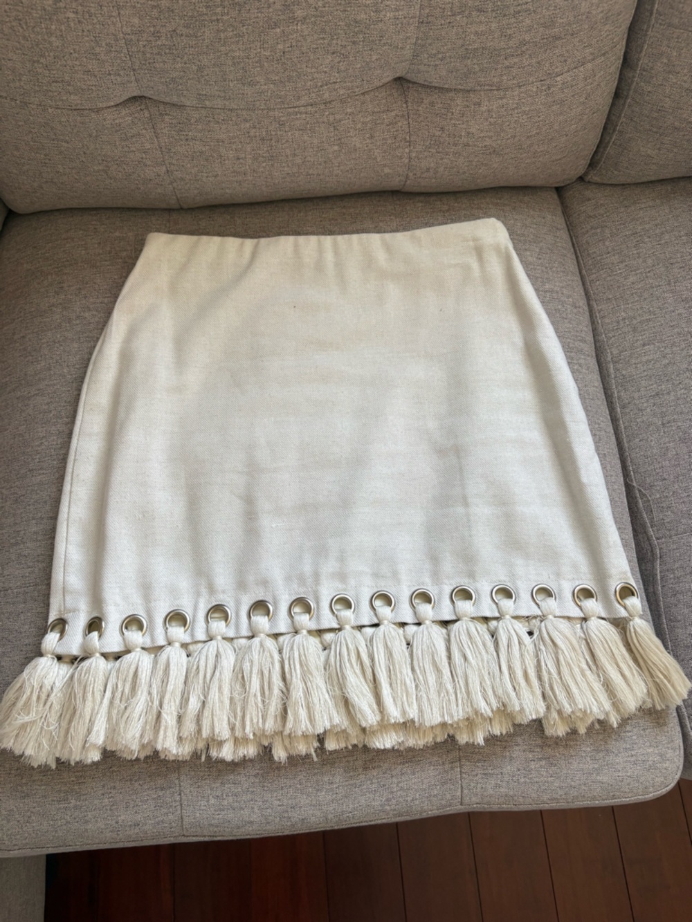 Lulu's Belinda Beige Tassel Mini Skirt - Picture 5 of 7